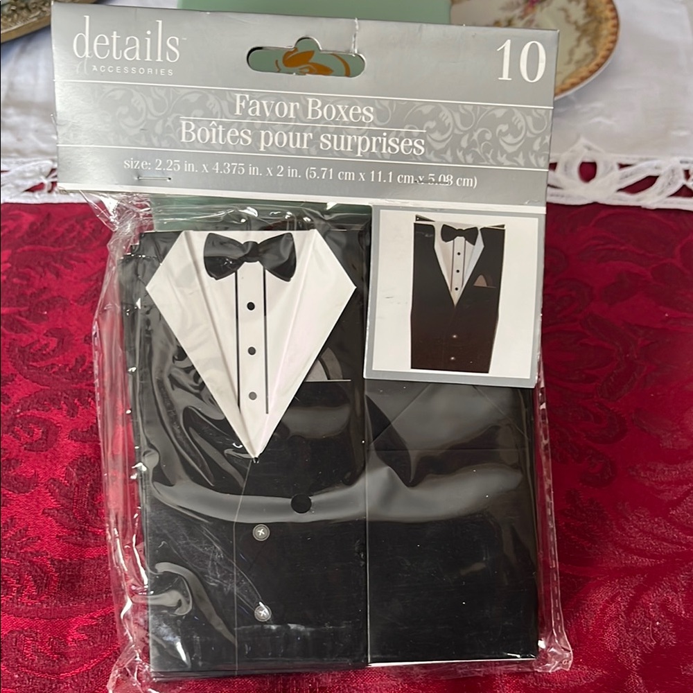 Elegant Black & White Tuxedo Favor Boxes for Parties